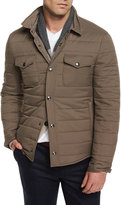 Thumbnail for your product : Brunello Cucinelli Milano Quilted Nylon Shirt Jacket, Brown