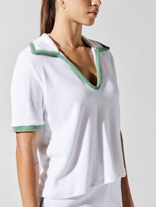 Sundry Loop Terry Polo - White/Spruce