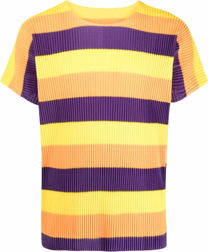 Issey Miyake Pre-Owned 2000s plissé-effect striped T-shirt
