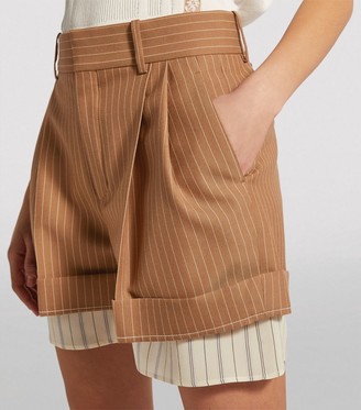 Chloé Wool Pinstripe Tailored Shorts