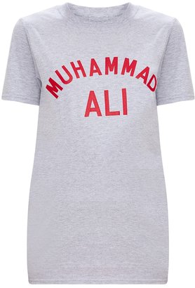 PrettyLittleThing Muhammad Ali Slogan Black Oversized T Shirt