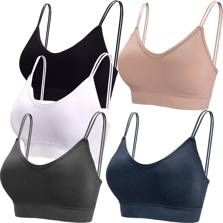 Eleplus 4 Pieces Comfy Sleep Bra for Women Cami Lounge Bra Wirefree Padded  Bralettes Longline Pack of 4 
