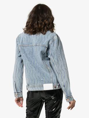 Filles a papa Crystal swirl embellished denim jacket