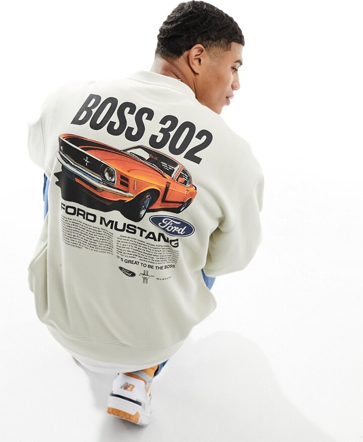 Cotton On washed white relaxed sweatshirt with Ford Mustang graphic -  ShopStyle