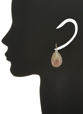 Rina Limor Fine Jewelry 18K Rose Gold, Slice Sapphire & 0.12 Total Ct. Diamond Drop Earrings