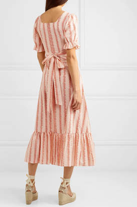 Rixo Kate Floral-print Cotton Midi Dress - Peach