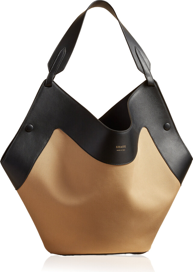 KHAITE Lotus Medium Canvas-Leather Tote Bag
