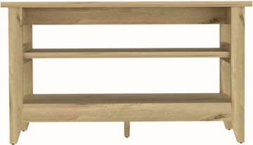 Misuri Storage Bench, Four Legs, Two Open Shelves -Light Oak
