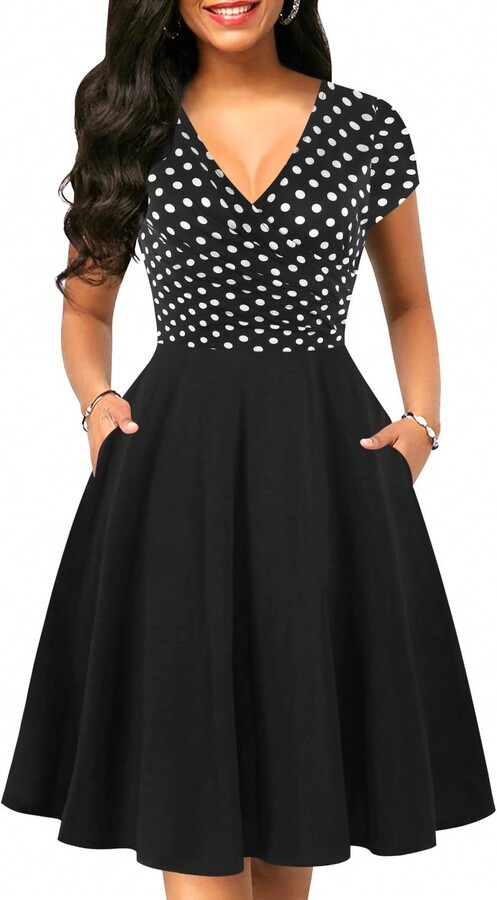 Antiy Women's Dresses Solid Surplice Neck Dress for Women