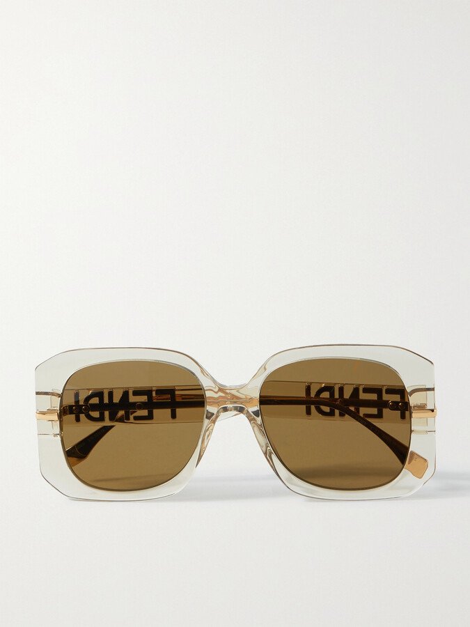 FENDI EYEWEAR O'Lock oversized square-frame gold-tone sunglasses