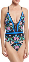 Thumbnail for your product : Nanette Lepore Damask Floral Goddess One-Piece Swimsuit, Multicolor