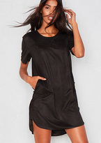 Thumbnail for your product : Missy Empire Jessi Black Faux Suede Pocket T Shirt Dress