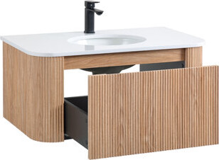 Ivy Bronx 36 Inch Wall Mounted Bathroom Vanity With Sink Curved Design