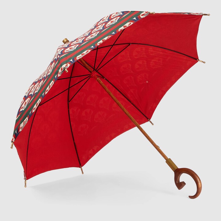 Gucci Horsebit print nylon umbrella in beige and brown