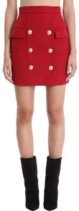 Balmain Wool Fall Front Mini-skirt