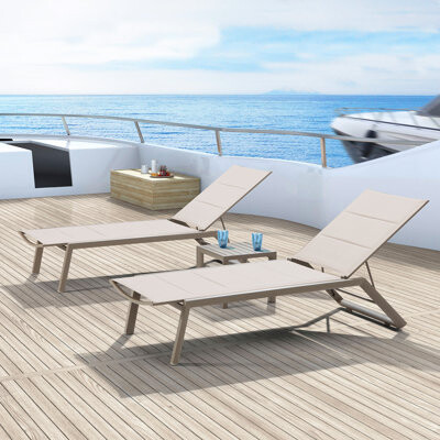 Latitude Run Patio Lounge Chair Set Of 2 With Table