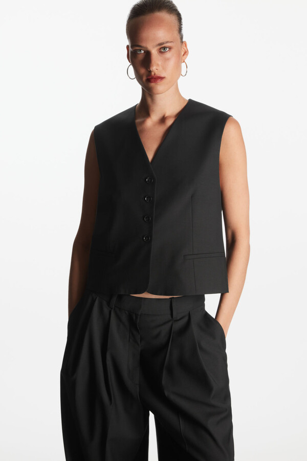 COS Cropped SingleBreasted Waistcoat ShopStyle Vests