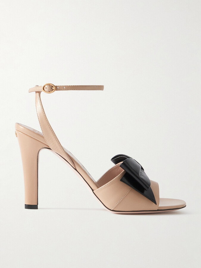 Valentino Garavani Bowow 95 Bow-detailed Leather Sandals - Neutrals