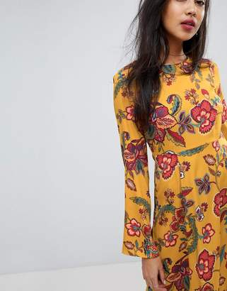 Vero Moda Floral Midi Dress With Asymetric Hem