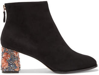 Sophia Webster Stella Embellished Suede Ankle Boots - Black