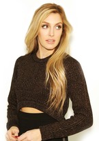 Thumbnail for your product : Torn By Ronny Kobo Sultana Crop Sweater Metallic