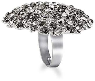 MC M&c Women's - FR10 - Glamorous Gray and Crystal Jewel-Studded Silver-Tone Cocktail Ring