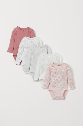 H&M 5-pack Long-sleeved Bodysuits - Pink
