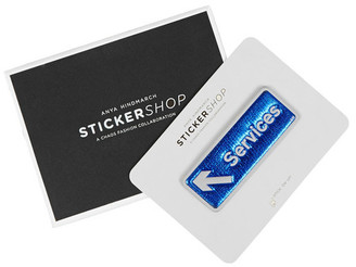 Anya Hindmarch Services metallic textured-leather adhesive sticker