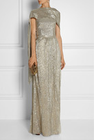 Thumbnail for your product : Oscar de la Renta One-shoulder metallic jacquard gown