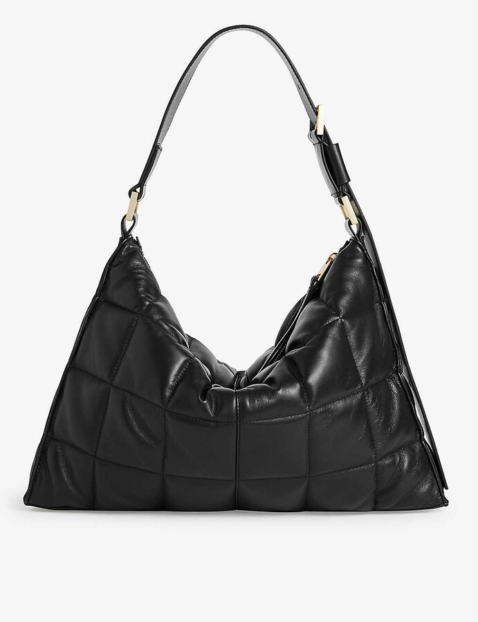 AllSaints Edbury Quilted Leather Shoulder Bag - Black/Gold
