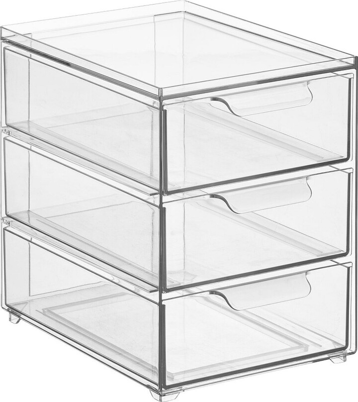 mDesign Plastic 3 Drawer Stackable Organizer for Bathroom Storage