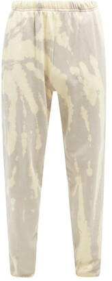 LES TIEN Tie-dye Brushed-back Cotton Track Pants - Grey White