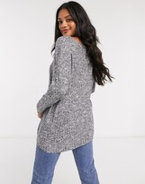 Thumbnail for your product : JDY ribbed crew neck top in grey