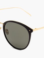 Thumbnail for your product : Linda Farrow Kings Round Acetate & 18kt Gold-plated Sunglasses - Black Gold