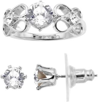 Brilliance+ Bella Uno Brilliance Floral Ring & Stud Earring Set with Swarovski Crystals