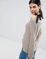 Thumbnail for your product : ASOS Cardigan in Boxy Shape with Cold Shoulder Detail