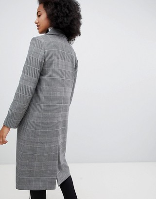 Monki check tailored lightweight coat in gray