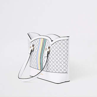 River Island Girls white rainbow scallop shopper bag