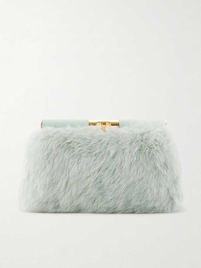 Dolce & Gabbana Marlene Leather-trimmed Shearling Shoulder Bag - Green