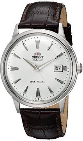 Orient Men's '2nd Gen. Bambino Ver. 1' Japanese Automatic Stainless Steel And Leather Dress Watch, Color:Brown Model: Fac00005w0