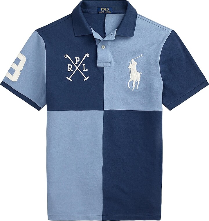 Polo Ralph Lauren Men's Custom-Slim-Fit Mesh Polo Shirt - Rustic Navy Channel Blue - Size Large