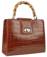 Thumbnail for your product : Buti Brown Croco-embossed Leather Compact Tote Bag