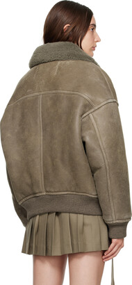 AMI Paris Taupe Two-Way Zip Leather Jacket - ShopStyle