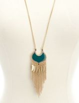 Thumbnail for your product : Charlotte Russe Feather & Chain Fringe Pendant Necklace