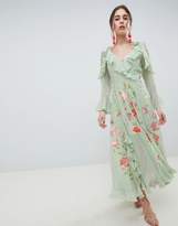 Thumbnail for your product : ASOS Design DESIGN Embroidered Wrap Maxi Dress