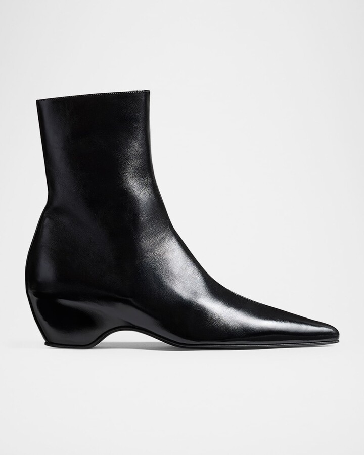 KHAITE Sybil Leather Ankle Boots