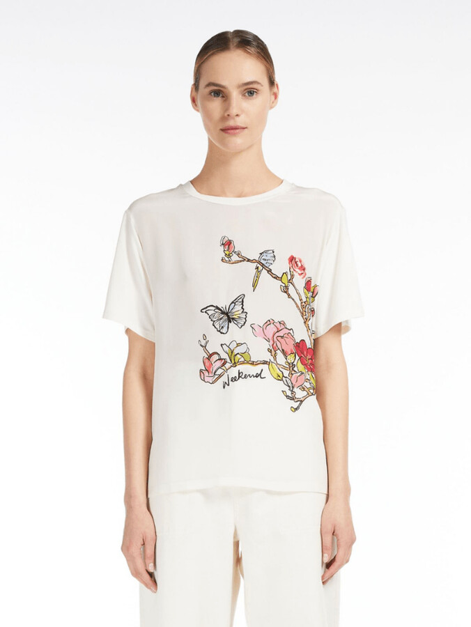 Weekend By Max Mara CELLULA White Floral Pattern T-Shirt 594104276 002 -  ShopStyle