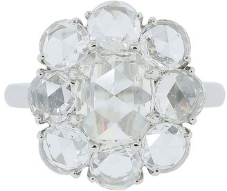 Bayco Platinum Cushion Rose-Cut Diamond And And Rose Cut Diamond Ring