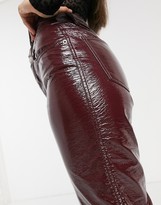 Thumbnail for your product : ASOS Petite DESIGN Petite Ritson original mom jeans in burgundy crinkle vinyl
