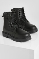 Thumbnail for your product : boohoo Wide Fit Rib Detail Chunky Hiker Boots